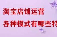 淘寶店鋪運(yùn)營(yíng)各種模式有哪些特點(diǎn)？