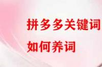 拼多多關(guān)鍵詞如何養(yǎng)？