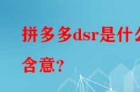 拼多多dsr是什么含意？