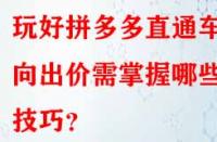 玩好拼多多直通車(chē)定向出價(jià)需掌握哪些技巧？