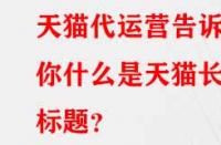 天貓代運營告訴你什么是天貓長標(biāo)題？