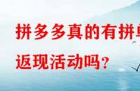 拼多多真的有拼單返現(xiàn)活動(dòng)嗎？