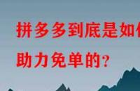 拼多多到底是如何助力免單的？