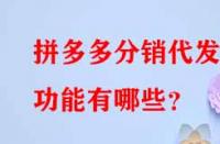 拼多多分銷代發(fā)的功能有哪些？