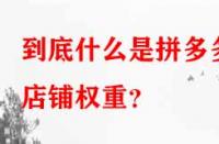 到底什么是拼多多店鋪權(quán)重？