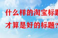 什么樣的淘寶標題才算是好的標題？