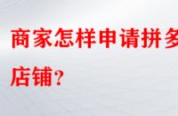 商家怎樣申請拼多多店鋪？