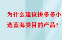 為什么建議拼多多小白選藍(lán)海類目的產(chǎn)品？