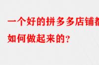 一個好的拼多多店鋪都是如何做起來的？