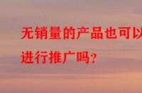 無銷量的產(chǎn)品也可以進(jìn)行推廣嗎？