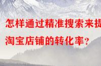 怎樣通過精準搜索來提高淘寶店鋪的轉(zhuǎn)化率？