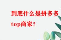 到底什么是拼多多top商家？
