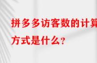 拼多多訪客數(shù)的計算方式是什么？