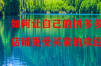 如何讓自己的拼多多店鋪更受買家的歡迎？