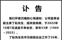 【火蝠電商資訊】華為監(jiān)事會(huì)副主席丁耘去世